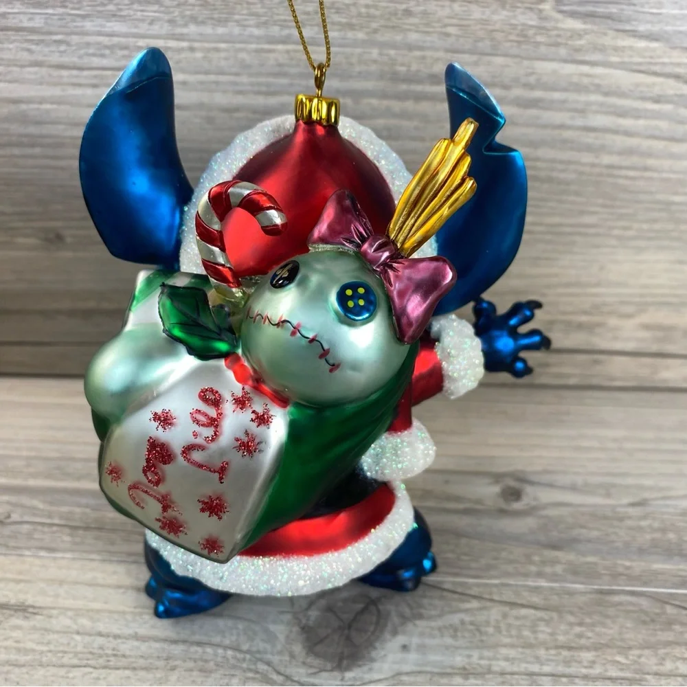 Limited Edition Walt Disney World Stitch 3D Glass Ornament Santa Claus Stitch